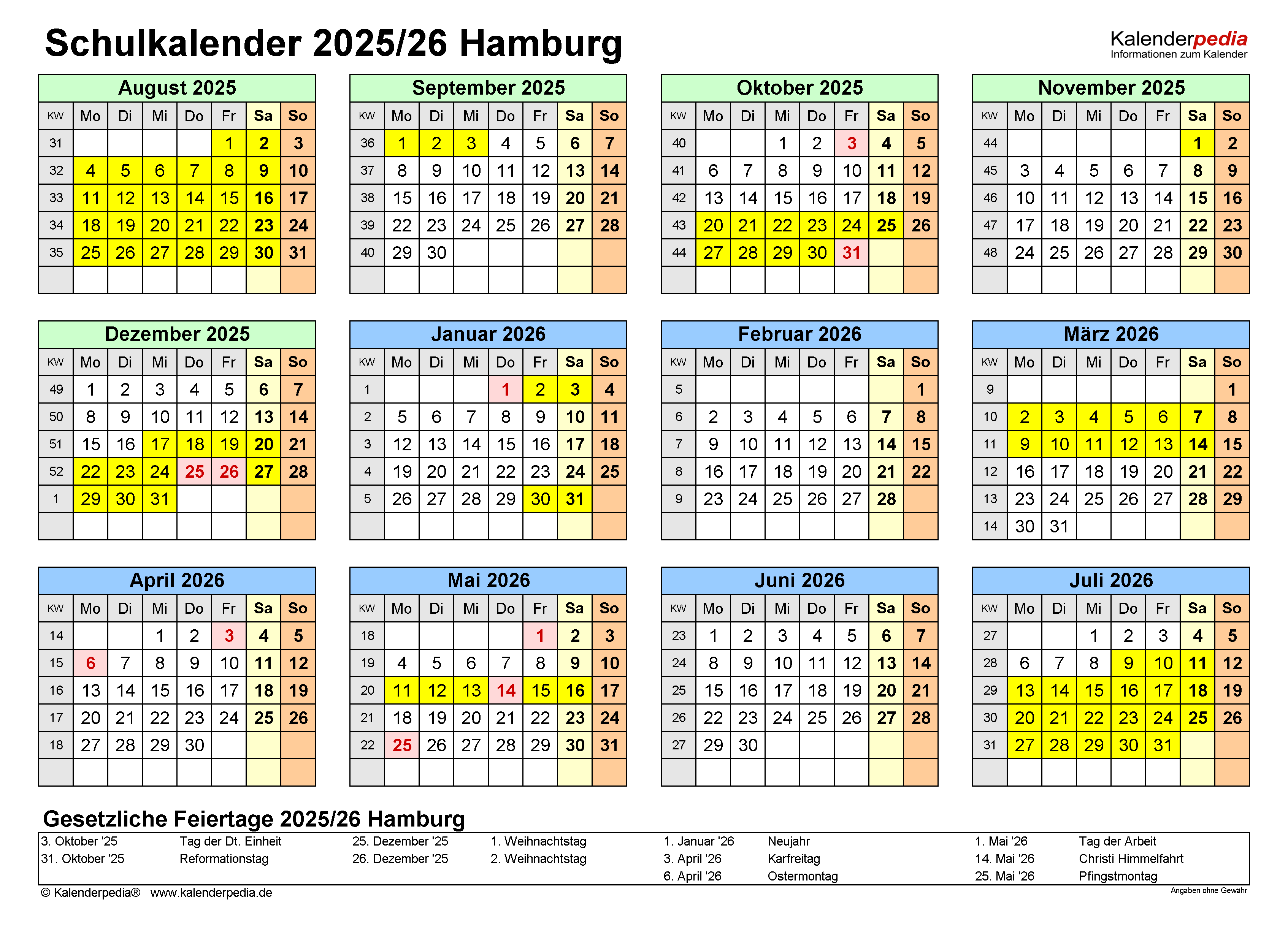 Kalender 2025 Hamburg Schulferien Hamburg 2025: Ein überblick über Die Ferienzeiten