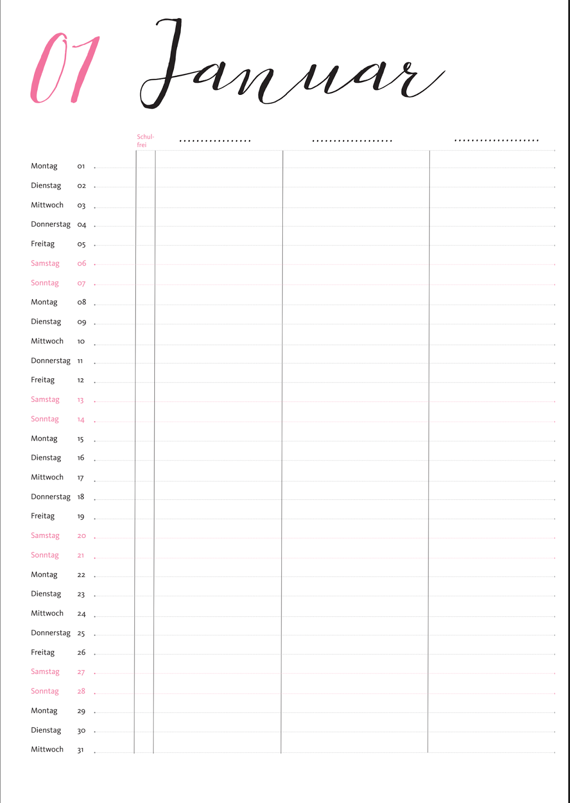 Monatskalender Zum Drucken Monatsplaner Druckbar, Monatskalender Download, Minimalistischer