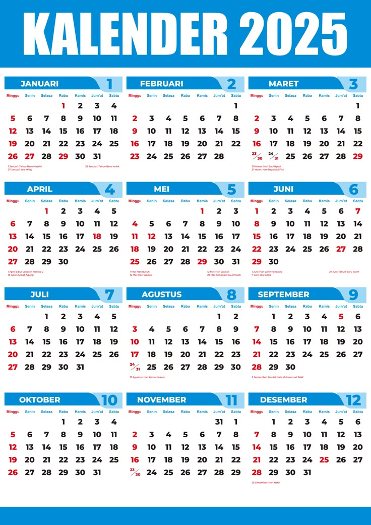 Template Kalender 2025 Lengkap - Kori Shalna