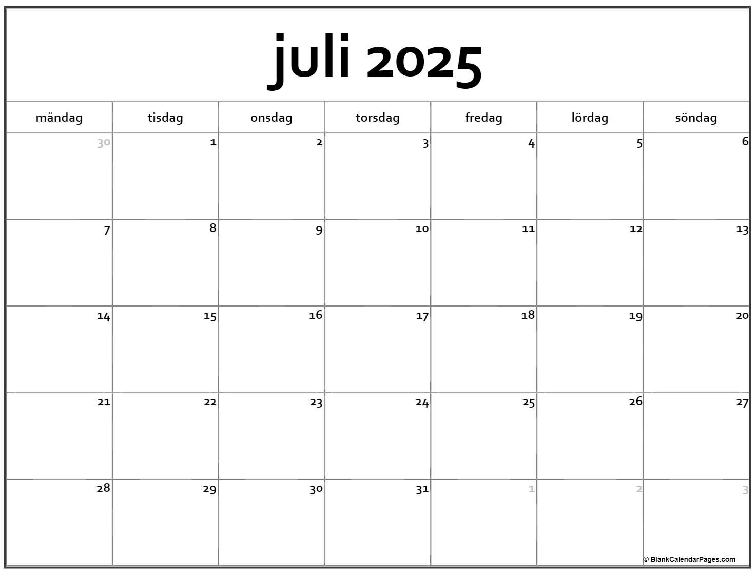 Kalender Juli 2025 Juli 2025: En Kalender Til Planlægning Og Organisation