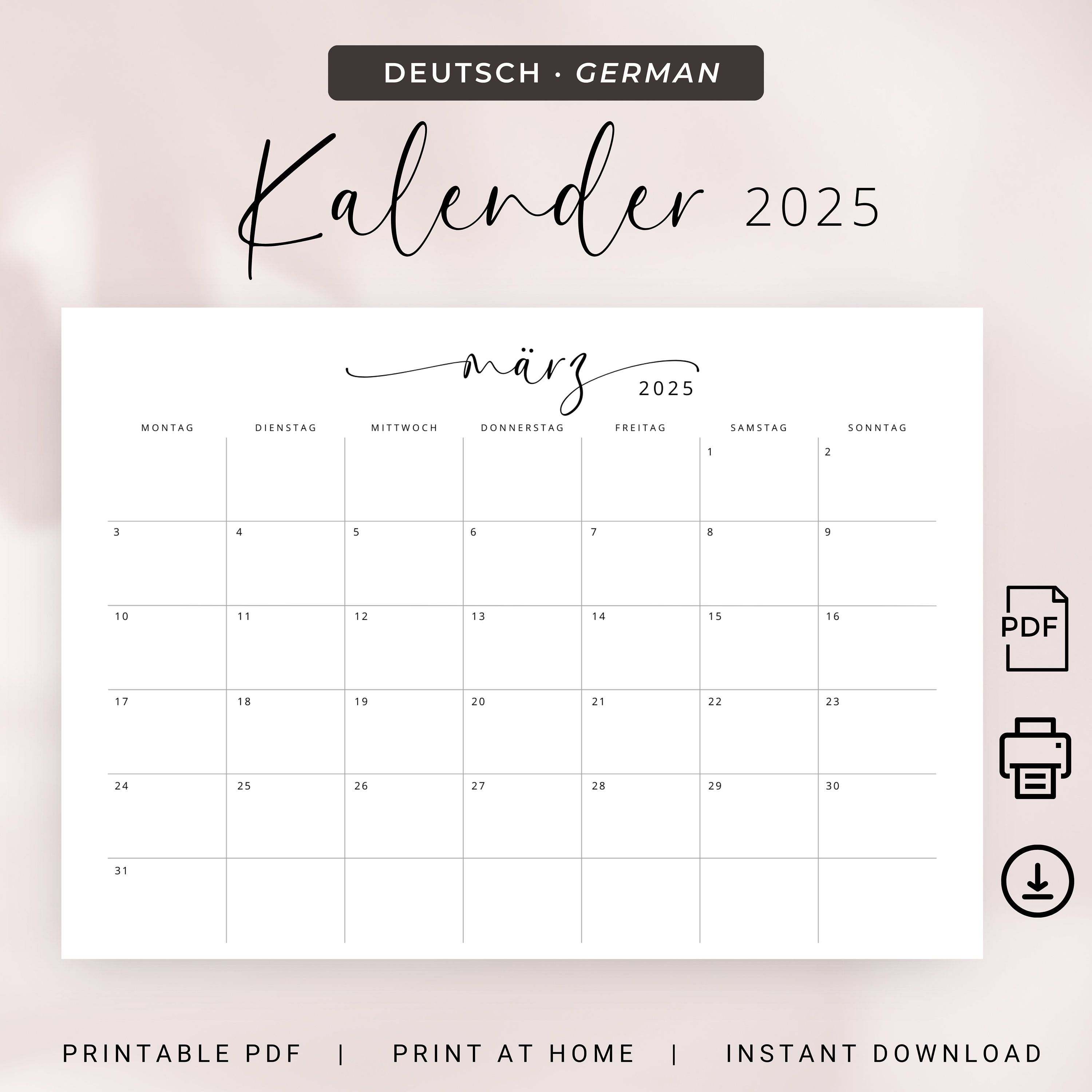 Kalender 2025 Kalender Deutsch 2025 Kalender Download Und Ausdrucken