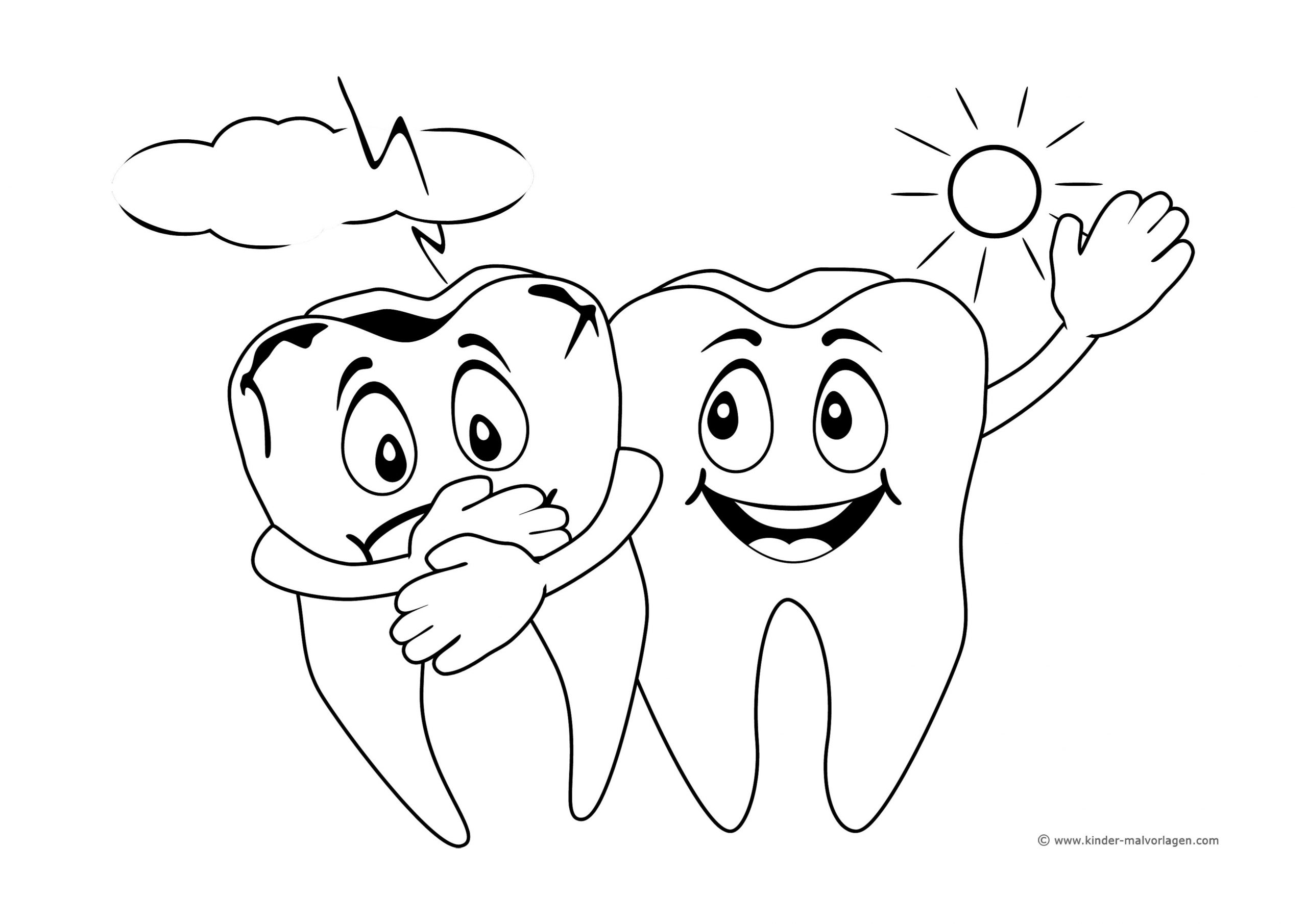 Ausmalbild Zahn "kleiner Und Großer Zahn”– Kostenloses Ausmalbild